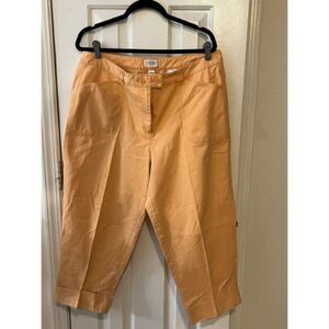 Talbots Women's Mid-Rise Slim Ankle Pants 14W Orange Creamsicle 100% Cotton